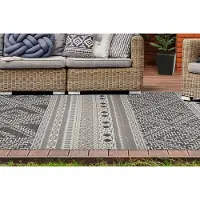My Home Teppich "Alima" Gr. 2, grau (taupe, creme), B:80cm H:10mm L:150cm, Kunstfaser, Teppiche, Teppich, In- und Outdoor geeignet, pflegeleicht, Wohnzimmer