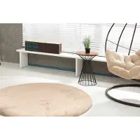 Padiro Teppich "Rabbit Light 525", beige (elfenbeinfarben), H:26mm Ø:160cm, Polyester, Teppiche, Teppich