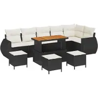 vidaXL Gartensofa-set 9 stk. 9-Sitzanzahl Schwarz und Creme
