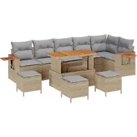 vidaXL Gartensofa-set 12 Stk. 8-Sitzanzahl Beige und Hellgrau