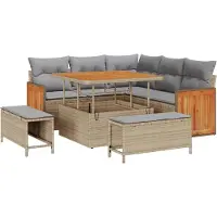 vidaXL Gartensofa-set 9 stk. 8-Sitzanzahl Beige und Hellgrau