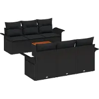 vidaXL Gartensofa-set 7 stk. 6-Sitzanzahl Schwarz Poly-Rattan
