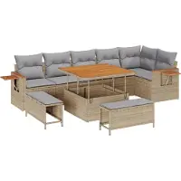 vidaXL Gartensofa-set 11 Stk. 9-Sitzanzahl Beige und Hellgrau