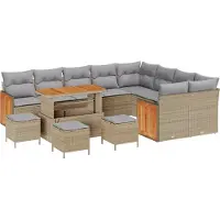 vidaXL Gartensofa-set 14 Stk. 10-Sitzanzahl Beige und Hellgrau