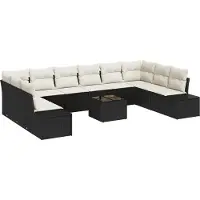 vidaXL Gartensofa-set 10 Stk. 9-Sitzanzahl Schwarz und Creme
