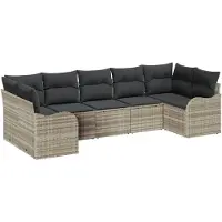 vidaXL Gartensofa-set Hellgrau Poly-Rattan