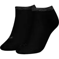 Calvin Klein Sneakersocken JEANS "CK WOMEN SNEAKER 2P SHINY LOGO", Damen, Gr. 39-42, schwarz, Materialmix, normal, Socken Sneakersocken, glänzendee -Logo, komfortabler Gummibund
