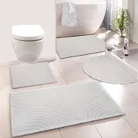 My Home Badematte "Juna, Badvorleger, Badezimmer Teppich, Zen, Scandi, Boho" Gr. 8, weiß, H:15mm, Baumwolle, Badematten, Badematte, Baumwolle, Hoch-Tief-Effekt, weich
