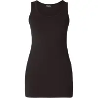 Base Level Longtop "Yamin", Damen, Gr. 46, schwarz, Jersey, Obermaterial: 94% Baumwolle, 6% Elasthan, unifarben, Basic, figurbetont hüftbedeckend, Rundhals, Tops Longtop, Hüftbedeckende Länge