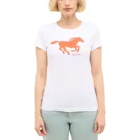 Mustang Kurzarmshirt "Damen Style Loa", Damen, Gr. XL, weiß, Jersey, 100% Baumwolle, Rundhals, Shirts Kurzarmshirt