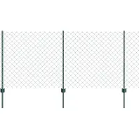 vidaXL Maschendrahtzaun mit Pfosten 25 x 1 m Verzinkter Stahl Grün