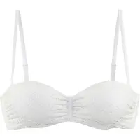 LASCANA Bügel-Bandeau-Bikini-Top "Omara", Damen, Gr. 40, Cup E, beige (creme), Recycling-Polyamid, unifarben, Bikini-Oberteile Bügel-Bandeau-Bikini-Top, mit Lochstickerei