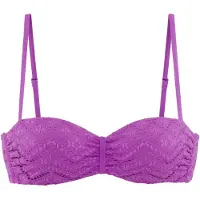 LASCANA Bügel-Bandeau-Bikini-Top "Omara", Damen, Gr. 38, Cup E, lila, Recycling-Polyamid, unifarben, Bikini-Oberteile Bügel-Bandeau-Bikini-Top, mit Lochstickerei