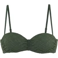 LASCANA Bügel-Bandeau-Bikini-Top "Omara", Damen, Gr. 40, Cup B, grün (oliv), Recycling-Polyamid, unifarben, Bikini-Oberteile Bügel-Bandeau-Bikini-Top, mit Lochstickerei
