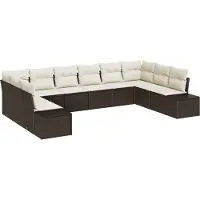vidaXL Gartensofa-set 10 Stk. 9-Sitzanzahl Braun und Creme Polyrattan