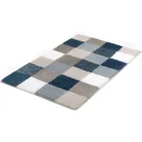 Kleine wolke Badematte "Caro, Badvorleger, Badezimmer Teppich" Gr. 4, blau (mare), H:25mm, Kunstfaser, Badematten, Badematte, Badteppich, modernes Karo-Muster, Pastell-Farben, waschbar