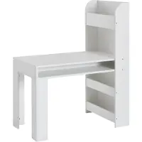 Wohnling Kinderschreibtisch weiß mit Regal und Stauraum 90x50x110 cm