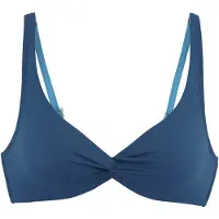 LASCANA Bügel-Bikini-Top ACTIVE "Oceana", Damen, Gr. 40, Cup C, blau (rauchblau), Recycling-Polyamid, Bikini-Oberteile Bügel-Bikini-Top, mit Knotenoptik vorn