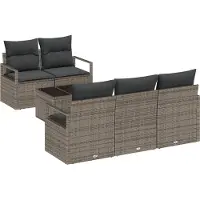 vidaXL Gartensofa-set 6 Stk. 5-Sitzanzahl Grau Poly-Rattan