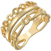 Elli Silberring "Ring Glieder Bandring 3-reihig Goldfarben" Gr. 56, gold, Fingerringe, Damen, 56, Messing, Silberring
