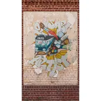 Living Walls Fototapete , braun (braun rot beige), B:1,59m H:0,01m L:2,8m, Vinyl, Vlies, Tapeten, Fototapete, Graffiti Steinwand Tapeten Wohnzimmer Schlafzimmer Küche Design Optik