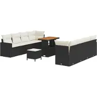 vidaXL Gartensofa-set 12 stk. 12-Sitzanzahl Schwarz und Creme
