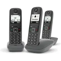Gigaset AS490 Trio, Analoges/DECT-Telefon, Kabelloses Mobilteil, Freisprecheinrichtung, 100 Eintragungen, Anrufer-Identifikation, Schwarz