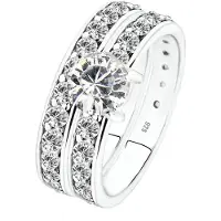Elli Ring Set Stapelring Kristalle 925 Silber Elli Weiß