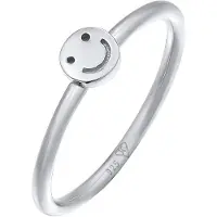 Elli Silberring "Ring Smiling Pinky Ring 925 Silber" Gr. 48, silber, Fingerringe, Damen, 48, Silber 925 (Sterlingsilber), Silberring