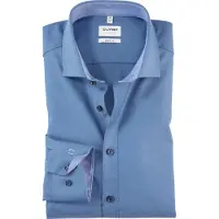 Olymp Businesshemd "Level Five body fit", Herren, Gr. 45, N-Gr, blau, Web, Obermaterial: 97% Baumwolle, 3% Elastolefin, 2-Knopf-Manschette, Hemden Businesshemd