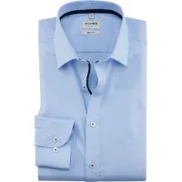 Olymp Businesshemd "Level Five body fit", Herren, Gr. 37, N-Gr, blau (bleu), Web, Obermaterial: 97% Baumwolle, 3% Elastolefin, körpernah, 2-Knopf-Manschette, Hemden Businesshemd