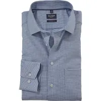 Olymp Businesshemd "Luxor modern fit", Herren, Gr. 45, N-Gr, blau (bleu), Web, Obermaterial: 100% Baumwolle, gemustert, 2-Knopf-Manschette, Hemden Businesshemd, modisch gemustert, Topseller