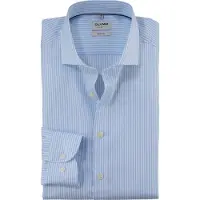 Olymp Businesshemd "Level Five body fit", Herren, Gr. 46, N-Gr, blau (bleu), Web, Obermaterial: 100% Baumwolle, gestreift, 2-Knopf-Manschette, Hemden Businesshemd, modisch gestreift
