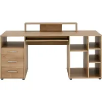 VOGL Möbelfabrik Schreibtisch VOGL MÖBELFABRIK "Timra", braun (eiche, eiche, eiche), B:160cm H:87,5cm T:67cm, Tische, Schreibtisch, Tastaturauszug, Aufsatz & Towerfach, Breite 160 cm, Made in Germany