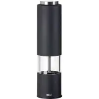 AdHoc Elektrische Pfeffer- / Salzmühle Tropica, schwarz, CeraCut Ceramic Mahlwerk, LED-Licht, Kunststoff/ Edelstahl/Acryl, D: 5 cm, H: 21,5 cm