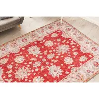 Me gusta Teppich "Faye 625", rot, B:110cm H:6mm L:180cm, Polyester, Teppiche, Teppich, Flachgewebe, gedrucktes Motiv, Wohnzimmer, Esszimmer