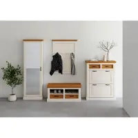 Home affaire Bank "Selma", weiß (weiß, gebeizt, weiß), B:100cm H:45cm T:45cm, Massivholz, Sitzbänke, Bank, mit Stauraum und 2 Schubkästen, Breite 100 cm