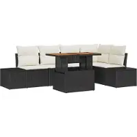 vidaXL Gartensofa-set 6 Stk. Schwarz und Creme