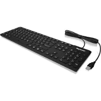 Icy Box KSK-8030 IN (UK) Industrietastatur, USB, wasserdicht IP 68, schwarz, Volle Größe (100%), Kabelgebunden, USB, QWERTY, Schwarz