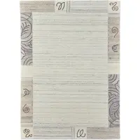 Theko Wollteppich "Natural Garden" Gr. 7, grau (grau, naturfarben), B:250cm H:14mm L:350cm, Wolle, Teppiche, Wollteppich, reine Wolle, mit Bordüre, handgetuftet, Wohnzimmer
