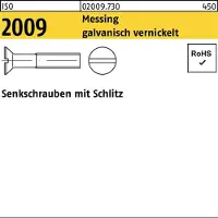 Hörger & Geßler ISO 2009 - Messing vernickelt - M 6x20 - Senkschrauben mit Schlitz - Kleinpaket