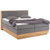 Home affaire Boxspringbett "Cavan", grau (anthrazit), L:220cm, Microfaser (100% Polyester), Komplettbetten, Boxspringbett, Eiche, inkl. Bettkasten & Topper, verschiedene Härtegrade (auch H4)