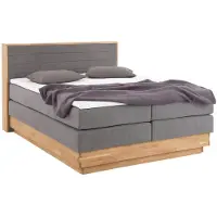 Home affaire Boxspringbett "Cavan", grau (anthrazit), L:220cm, Microfaser (100% Polyester), Komplettbetten, Boxspringbett, Eiche, inkl. Bettkasten & Topper, verschiedene Härtegrade (auch H4)