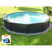 Steinbach Stahlwand Swimming Pool Set "Nuovo de Luxe" anthrazit / silbergrau Ø 360 x 120 cm ohne Zubehörset