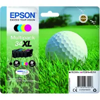 Epson Golf ball 34XL Golfball DURABrite Ultra Multipack 4 Farben Tinte, High (L) Yield, Schwarz, Cyan, Magenta, Gelb, Tinte auf Pigmentbasis, 16,3 ml, 10,8 ml, 1 Stück(e)