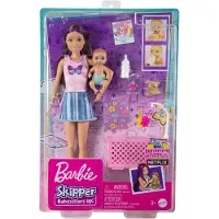 Barbie HJY33 - Barbie Skipper Babysitters Inc. - Puppe mit Gitterbett, Baby & Zubehör Spielset