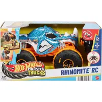 Hot Wheels Monster Trucks RC Rhinomite im Maßstab 1:24, Spielzeug-Truck mit batteriebetriebener Fernbedienung, Fahrzeug, 4 Jahr(e), AAA, Kunststoff, Mehrfarbig