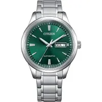 Citizen Automatikuhr "NY4058-79XC", silber (silberfarben, grün, grün), Armbanduhren, Herren, silberfarben, Automatikuhr, Armbanduhr, Herrenuhr, Mechanische Uhr, Edelstahlarmband, analog, Tag