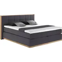 Home affaire Boxspringbett "Vinton", grau (anthrazit), B:220cm L:213cm, Komplettbetten, Boxspringbett, aus massiver Eiche, verschiedene Härtegrade (auch H4)