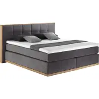 Home affaire Boxspringbett "Vinton", grau (charcoal), B:180cm L:213cm, Komplettbetten, Boxspringbett, aus massiver Eiche, verschiedene Härtegrade (auch H4)